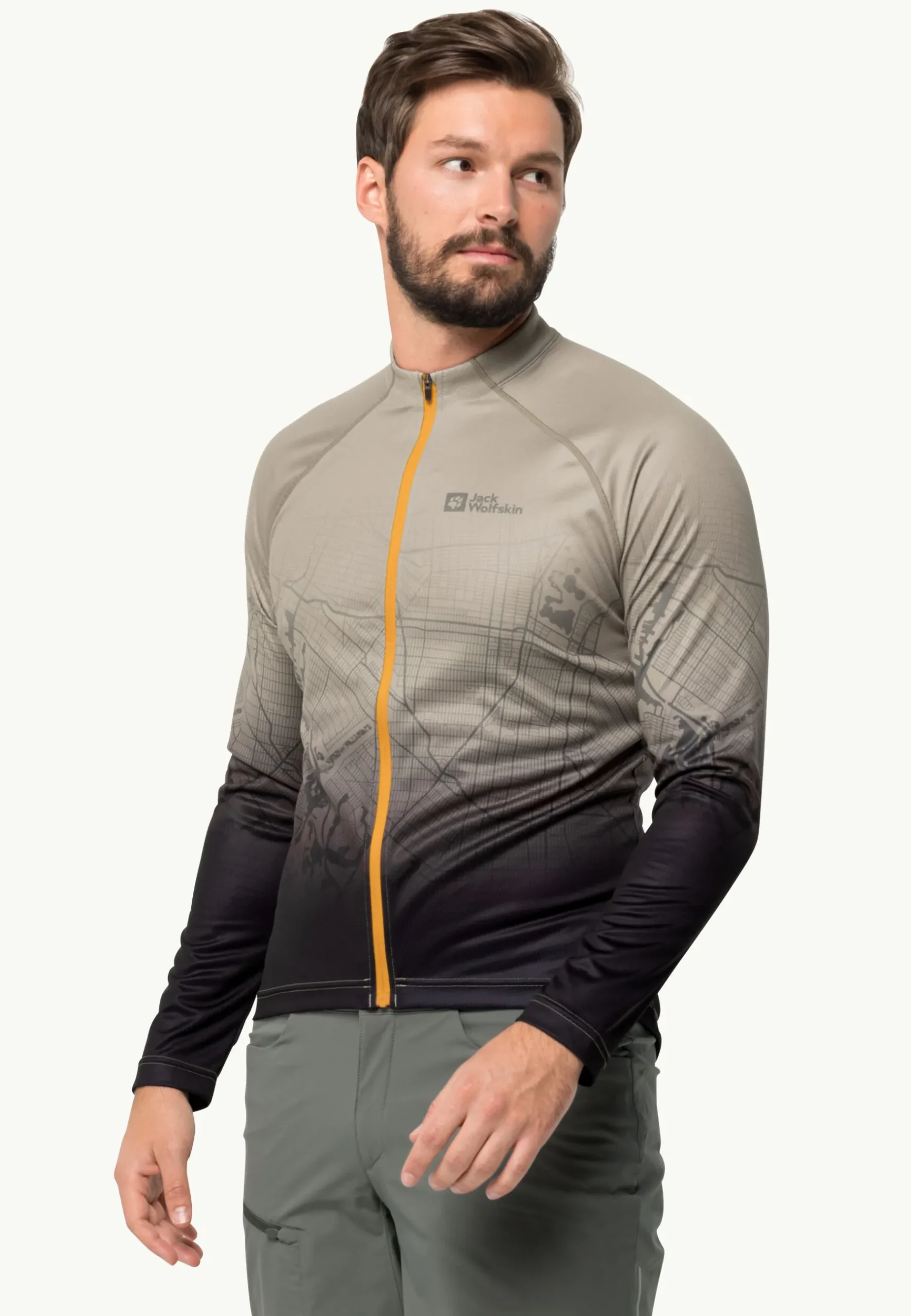 Jack Wolfskin Morobbia Fz L/s Print M|Heren Fietsen|Functionele Shirts